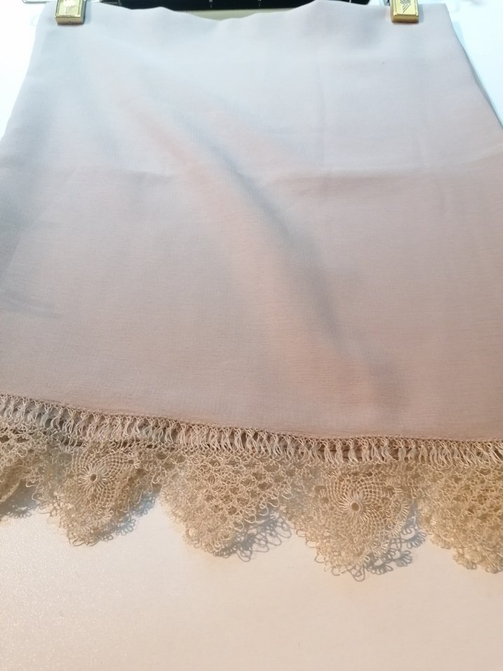 İĞNE OYASI Dantel Detaylı Bej Kadın Şal - Görsel 2