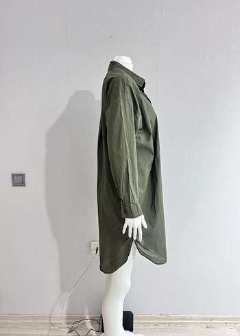 Haki Uzun Kollu Salaş Midi Elbise - Görsel 7