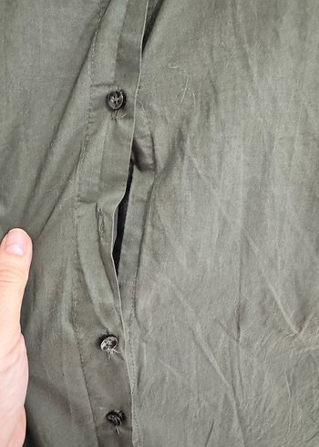 Haki Uzun Kollu Salaş Midi Elbise - Görsel 6