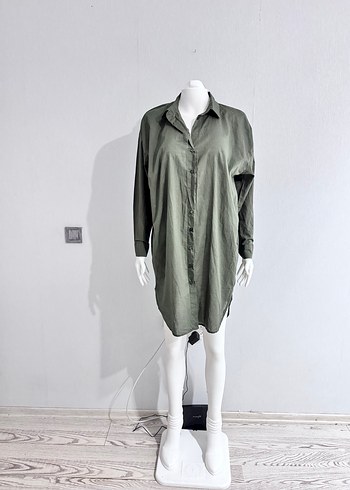 Haki Uzun Kollu Salaş Midi Elbise - Görsel 4