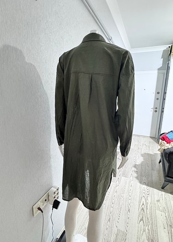 Haki Uzun Kollu Salaş Midi Elbise - Görsel 8