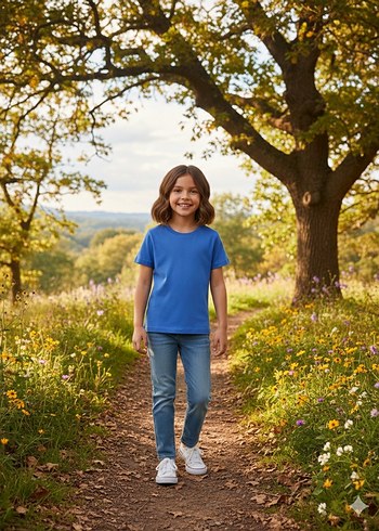 Mavi Kız Çocuk Kısa Kollu Tişört - Görsel 2