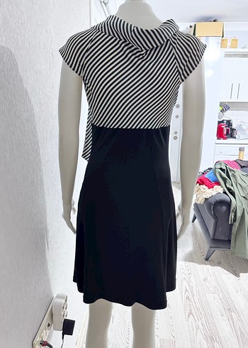 Zebra Desenli Siyah Mini Ofis Elbisesi - Görsel 4