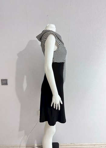 Zebra Desenli Siyah Mini Ofis Elbisesi - Görsel 5