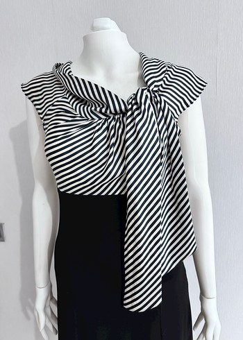 Zebra Desenli Siyah Mini Ofis Elbisesi - Görsel 3