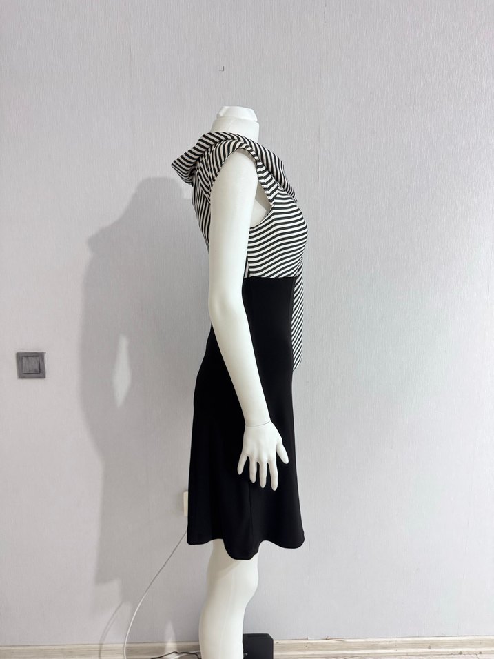 Zebra Desenli Siyah Mini Ofis Elbisesi - Görsel 5