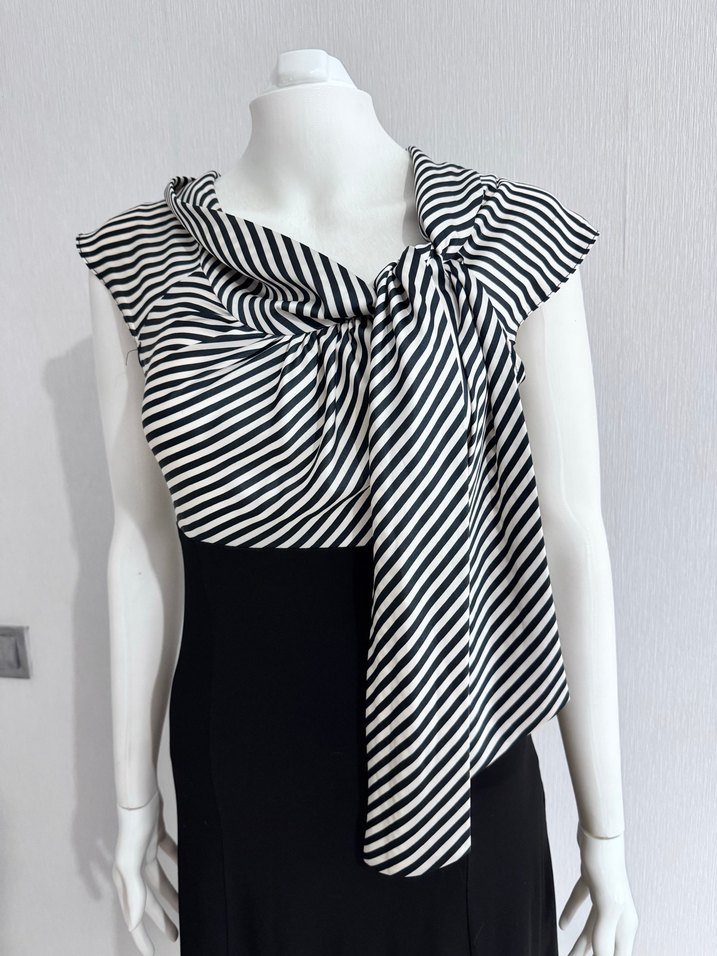 Zebra Desenli Siyah Mini Ofis Elbisesi - Görsel 3