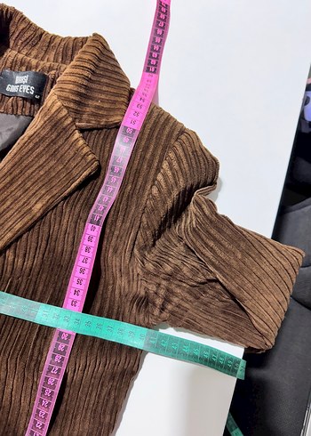 Kahverengi Kadife Kadın Blazer Ceket - Görsel 7