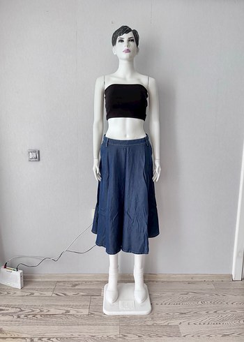 Lacivert Midi Denim Salaş Etek