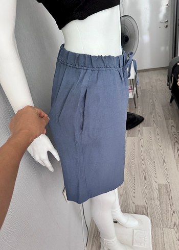 Gri Keten şort - Görsel 3