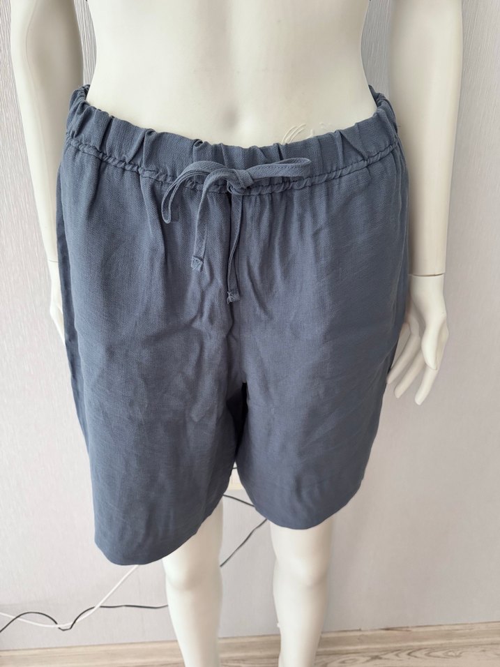 Gri Keten şort - Görsel 4