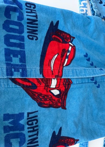 Renkli Baskılı Mavi Erkek Çocuk Bornozu - Görsel 7