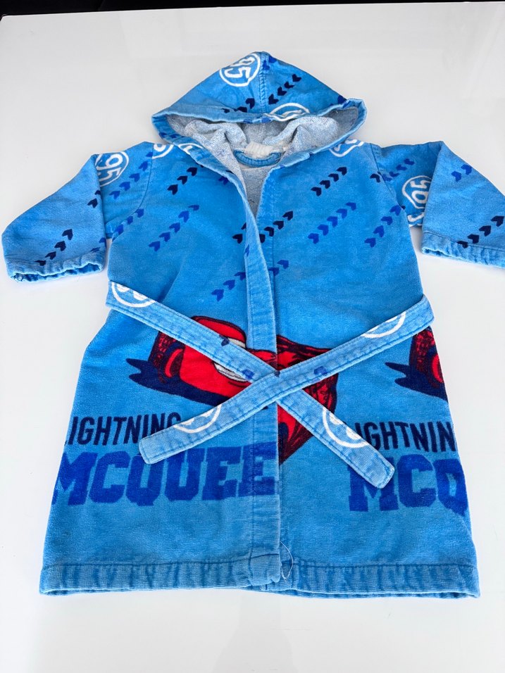 Renkli Baskılı Mavi Erkek Çocuk Bornozu - Görsel 5