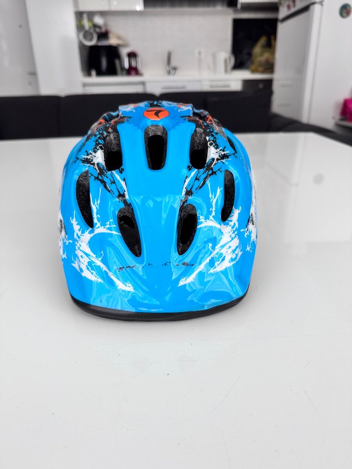 Renkli Desenli Mavi Biker Kask - Görsel 5