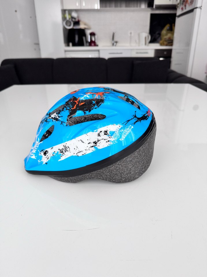 Renkli Desenli Mavi Biker Kask - Görsel 2