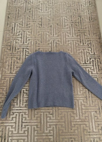 Mango Mavi Kayık Yaka Örgü Kazak - Görsel 2