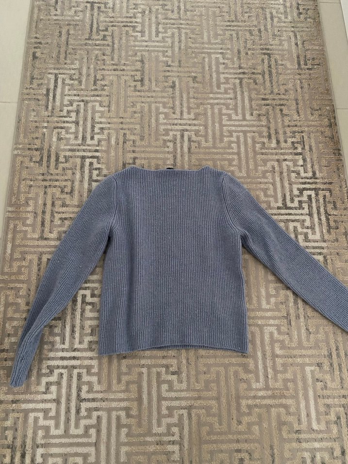 Mango Mavi Kayık Yaka Örgü Kazak - Görsel 2