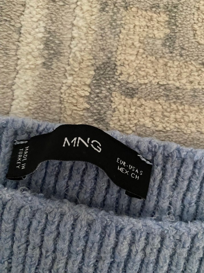 Mango Mavi Kayık Yaka Örgü Kazak - Görsel 3