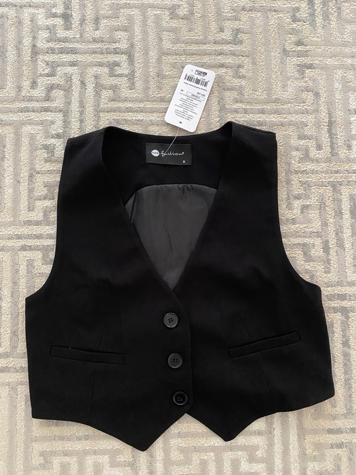 Siyah Düğmeli Kadın Ofis Yeleği - Görsel 2