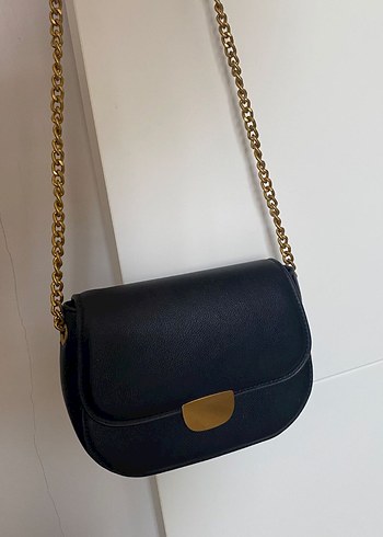 Zincir Detaylı Siyah Deri Kadın Çapraz Çanta - Görsel 3