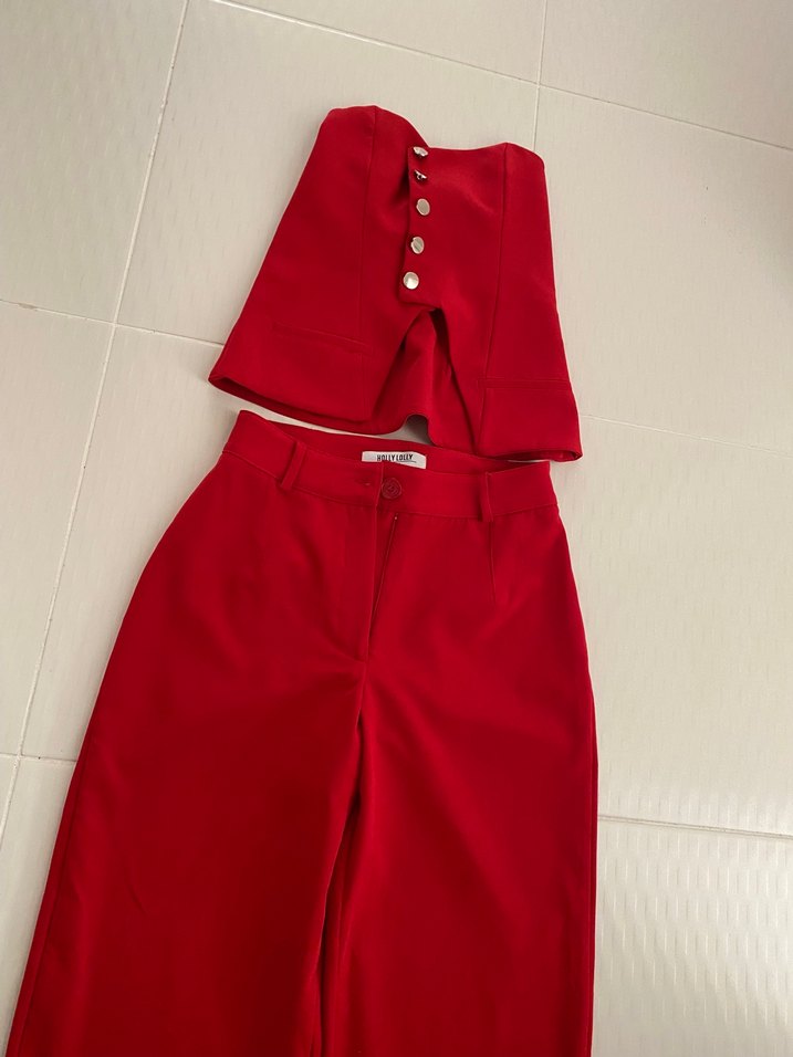 Kırmızı Straplez takım - Görsel 2