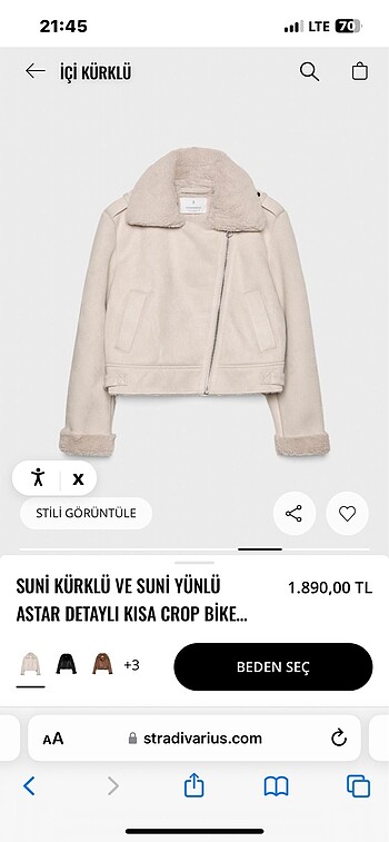 s Beden ten rengi Renk Stradivarius kürk ceket