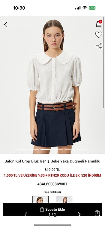 Koton crop lastikli gömlek