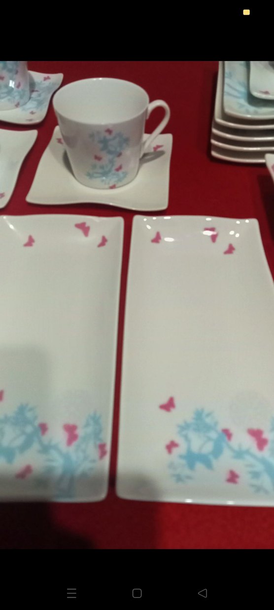 Beyaz Çiçek Desenli Porselen Kahve Fincanı ve Tabak Seti - Görsel 4