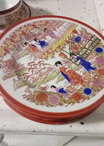 Renkli Kırmızı Desenli Çay Seti - Görsel 8