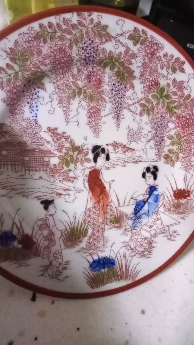 Çiçek ve Figür Desenli Renkli Porselen Fincan - Görsel 3