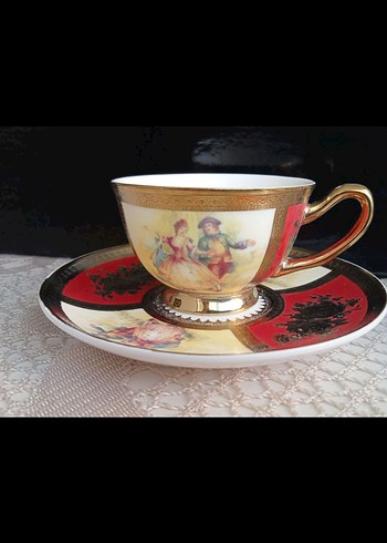 Altın Renkli Vintage Kahve Fincanı Seti - Görsel 2