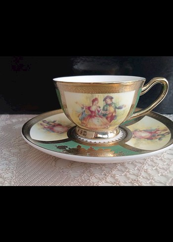 Altın Renkli Vintage Kahve Fincanı Seti - Görsel 4