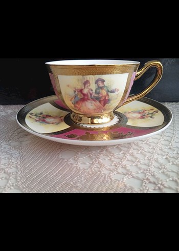 Altın Renkli Vintage Kahve Fincanı Seti - Görsel 3