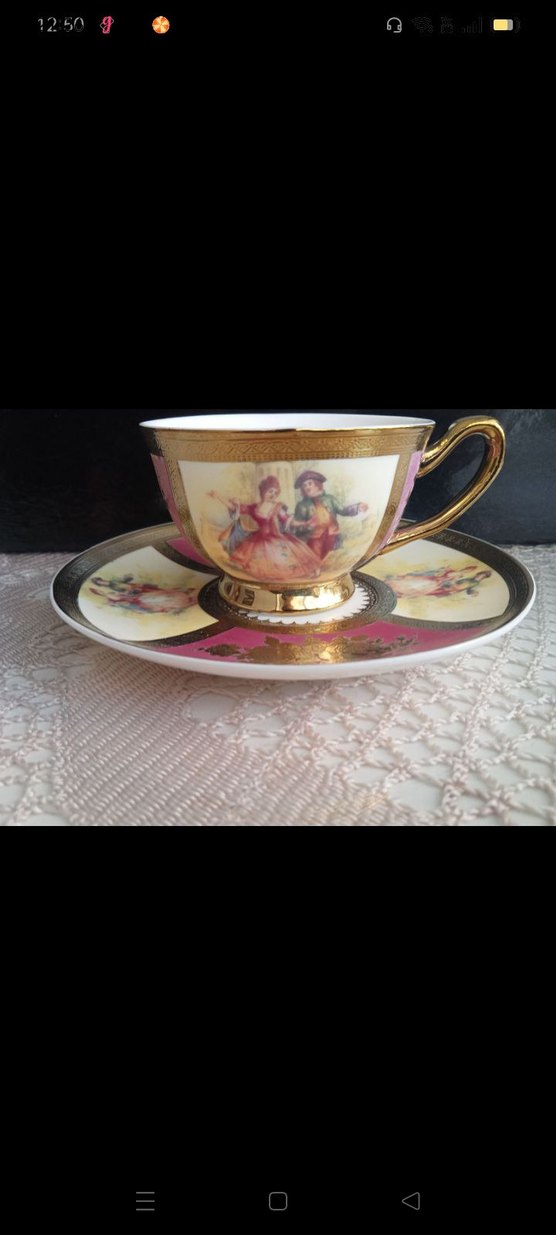 Altın Renkli Vintage Kahve Fincanı Seti - Görsel 3