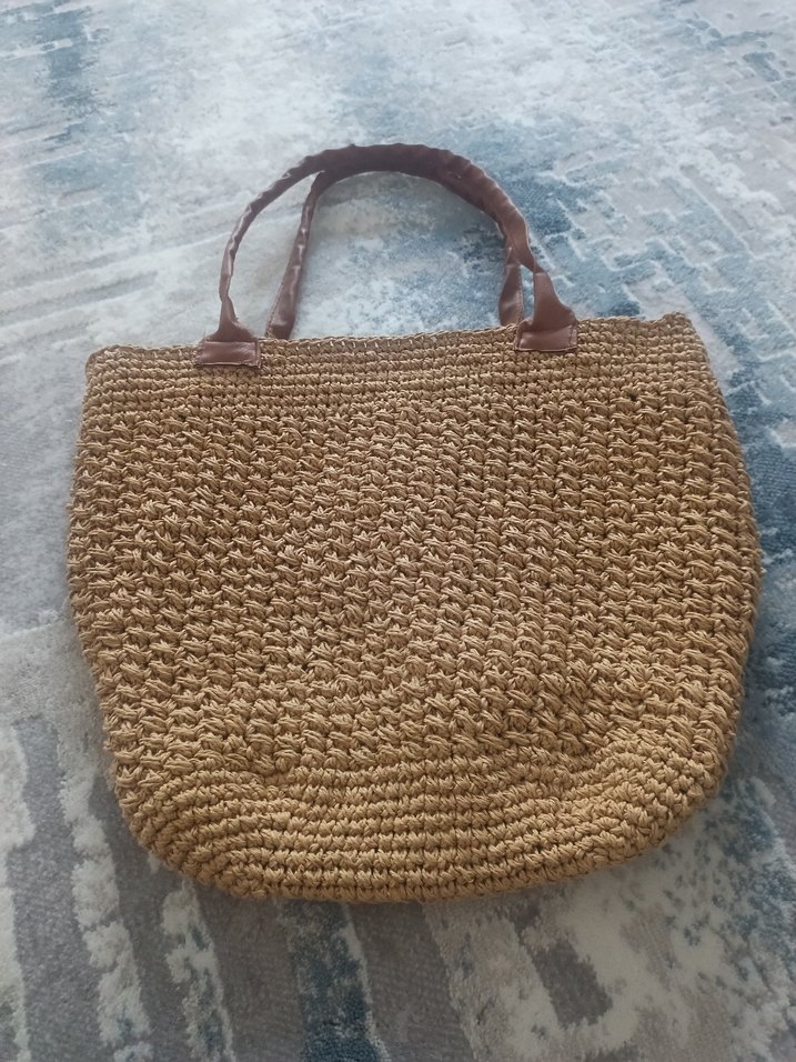 Bej Örgü Bohem Kadın Çantası - Görsel 2