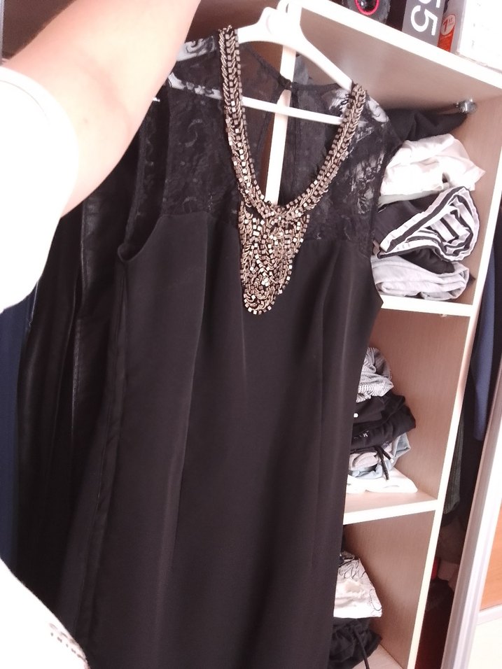 Zincir Detaylı Siyah Gotik kisa Abiye Elbise - Görsel 2