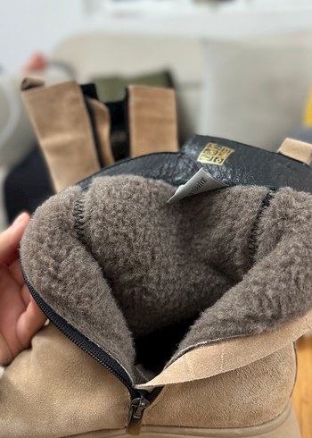 Bej Süet Platform Topuklu Kadın Bot - Görsel 3