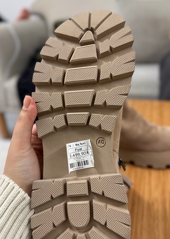 Bej Süet Platform Topuklu Kadın Bot - Görsel 4