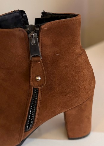 Kahverengi Süet Kadın Dolgu Topuklu Bot - Görsel 6