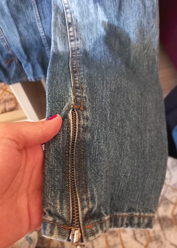 xl Beden mavi Renk Düğmeli Kadın Kot Ceket, Rahat Kesim