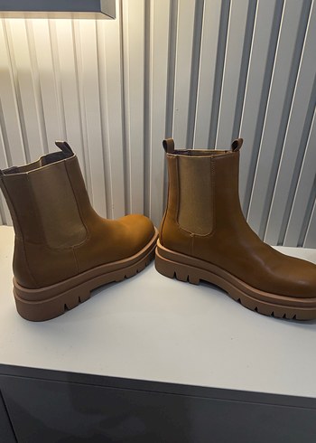 38 Beden Nine West Kahverengi Deri Platform Topuklu Bot