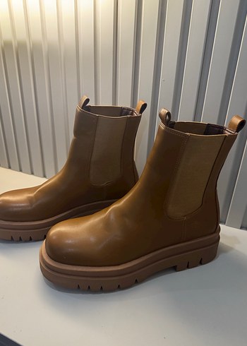 38 Beden kahverengi Renk Nine West Kahverengi Deri Platform Topuklu Bot