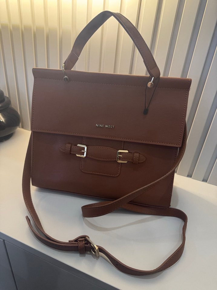 Kahverengi Kadın Deri Tokalı El Çantası - Görsel 3