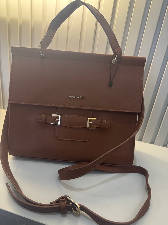 Kahverengi Kadın Deri Tokalı El Çantası - Görsel 2