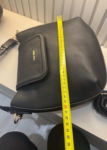 Kemer Detaylı Siyah Deri Kadın Çanta - Görsel 2