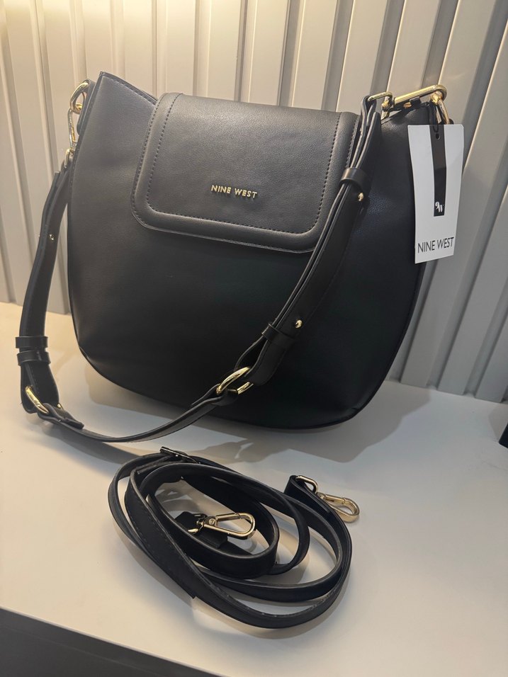 Kemer Detaylı Siyah Deri Kadın Çanta - Görsel 5