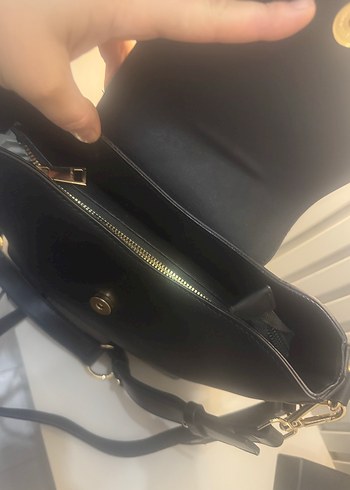 Siyah Deri Kadın Omuz Çantası - Görsel 6