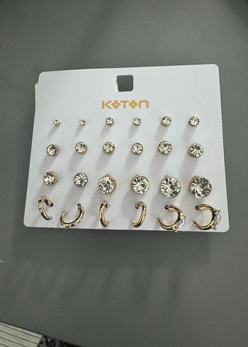 Altın Renkli Mini Taşlı Küpe Seti - Görsel 2