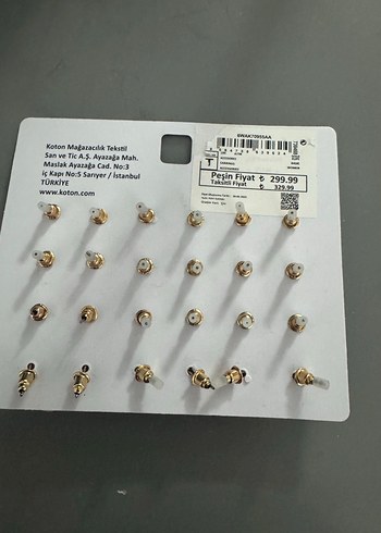 Altın Renkli Mini Taşlı Küpe Seti - Görsel 4