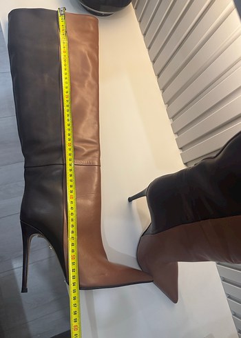 Kahverengi Çizgili Dizüstü Deri Çizme - Görsel 6